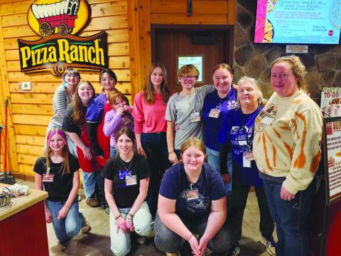 The hard-working Color Guard group paused for a quick picture before going back to their duties for the Pizza Ranch fundraiser. Photo by Shirley Pigg