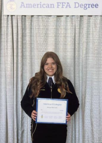 RHS Graduate Abigail Bennett receives FFA Honor Courtesy Photo