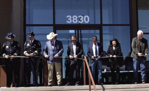 Pueblo County Sheriff Chief Mark Mears, Sheriff David Lucero, U.S. Marshal and former Sheriff Kirk Taylor; Pueblo County Commissioner Zach Swearingen, past Pueblo County Commissioner Eppie Griego; current county commissioner Paula McPheeters and David Zupan, the project manager. Courtesy Photo