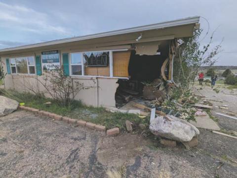 Southern Colorado Real Estate Brokers office damaged by run-away vehicle on Sunday evening Courtesy Photo