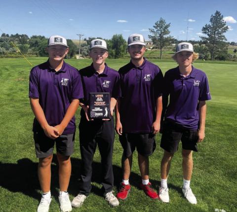 (L-R) Kade Kenney, Collin Stribling, Camden Sansz and Pierce Burris won the Lamar Invitational Tournament with 16 teams in attendance. The team shot a 257, eight strokes better than second place St. Mary’s Courtesy Photo