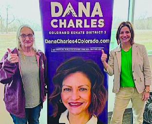 Kathy DeFore and Dana Charles give a thumbs up to Dana's political path - Photo by Shirley Pigg