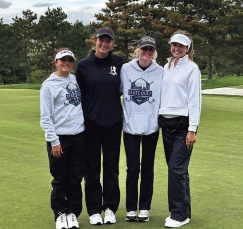Rye High School Golf Team placed fourth at the state tournament. L-R: Gloriana Ruiz, Reese Simpson, Olivia Donlon, Hannah Davis Courtesy Photo