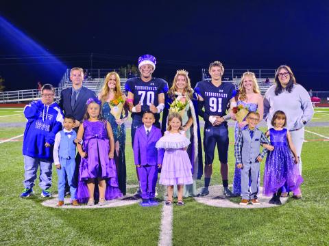 The 2025 Rye High School Homecoming Court, (L-R) Top Row - Jayden Lucero (2024 King), Kobe Boisvert, Vayla Agee, Anthony Adams - 2025 Homecoming King, Taylor Pye - 2025 Homecoming Queen, Logan Jones, Olivia Donlon, Hannah Statezny (2015 Queen) Bottom Row - Mason Day, Brynlee Boisvert, Cruze Wiant, Anisten Ewing, Ezra Swartwood, Brynlie Valdez Courtesy Photo