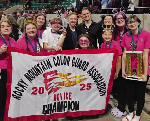 Rye High School Winterguard with state judges Courtesy Photo