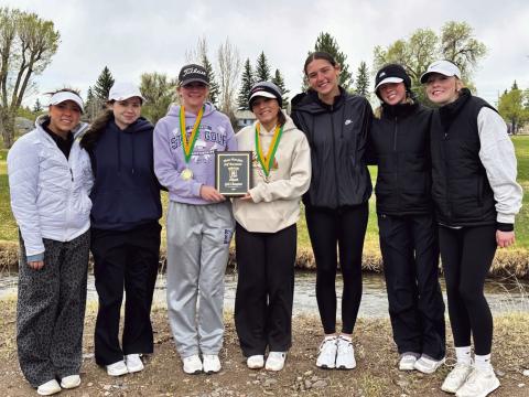 RHS Girls Golf tea, (L-R) Melody Twarog, Kendall Lathrop, Olivia Donlon, Gloriana Ruiz, Reese Simpson, Adiena Jarbo, Ariel Miller Terry Kraus Courtesy Photo