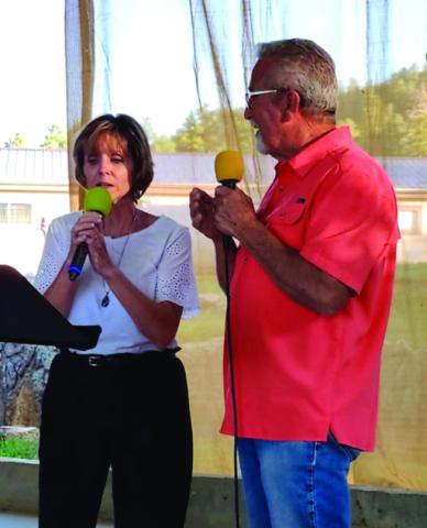 Ann and James Naron sang two duets at the River of Life Assembly of God Church Talent Show on Friday evening. Photo by Shirley Pigg