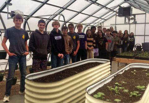 Craver Middle School FFA members participated in the preparations and sale of hanging plant baskets for Greenhorn Valley residents. Courtesy Photo