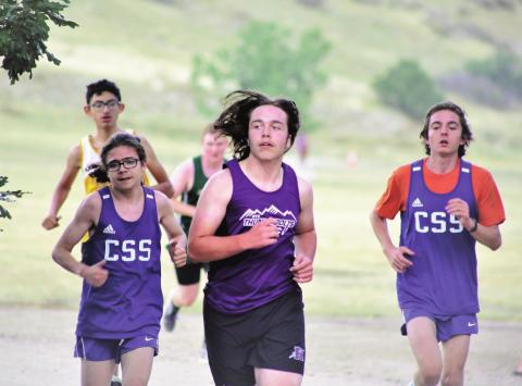 Rye High School boys varsity runner Colton Hendricksen sets a strong pace during the cross country meet on Tues. Sept. 28th at Greenhorn Valley Park in Colorado City. Photo by Emily Colton