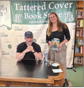 Colorado City Library Assistant Manager Karaline Porter-Hallden gets a chance to meet Jim Butcher who writes the series, The Dresden Files, a favorite of Karaline's. Courtesy Photo