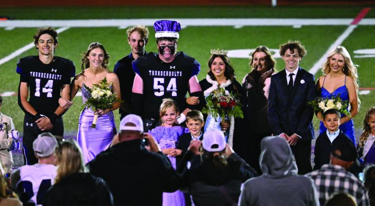 The Rye High School 2026 Homecoming Royalty (L-R) Chase Daniel, Abrianna Chianelli, Grant Clennin, Angelina Atencio, Cole Miller, Kayla Himmelberg. Also pictured are last year’s King and Queen Anthony Adams and Taylor Pye. Courtesy Photo
