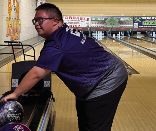 Jayden Lucero prepares to bowl in the initial bowling match of the season Courtesy Photo
