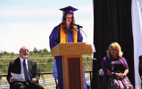 Salutatorian Morgan Elarton speaks to RHS graduates at the May 27, 2022 Commencement Ceremony. Photo by Terry Kraus
