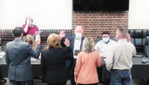 New D70 board members being sworn in December 2. Courtesy Photo