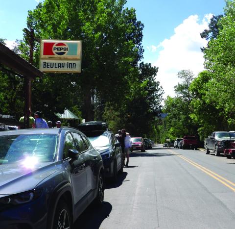 The street in front of the Beulah Inn on Sunday, as residents gather for live music. Courtesy Photo