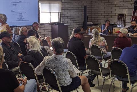 Nearly 60 people attended the Colorado City Metro district special meeting last Tuesday to voice concerns, questions, and thoughts about stage 4 water restrictions. Photo by Terry Kraus