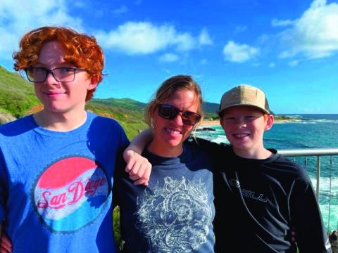 Micah, Maggie, and Graham DiMatteo on Graham’s Make-a-Wish trip to Hawaii in December 2021. Courtesy Photo