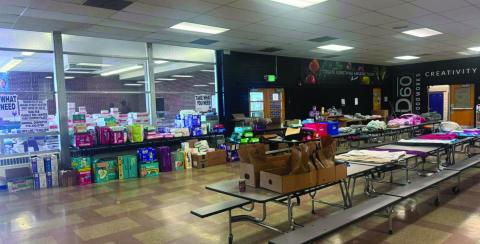 The DAC is well-stocked to help evacuees. In this room, there are diapers, medical supplies, and clothing. Other rooms offer food and other resources. Courtesy Photo