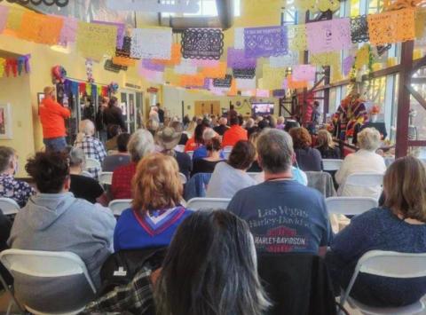 Overflow crowd fills El Pueblo History Museum Atrium Room October 28 to share views with PUC Commissioners concerning Xcel Comanche Plant closure. Courtesy Photo