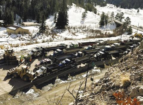 CDOT crews, Langston Concrete, and other subcontractors joined forces to quickly haul away the tremendous amounts of rock. Courtesy Photo