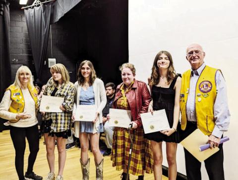 The Colorado City/Rye Lions Club awarded $3,000 in scholarships to the following Rye High School graduating seniors. (L-R) Leo Club Advisor Paula Maroney, Kayla Pollock, Brianna Prichard, Icarus Parker, Sydney Griffith and Leo Co-Advisor Dennis Maroney Courtesy Photo