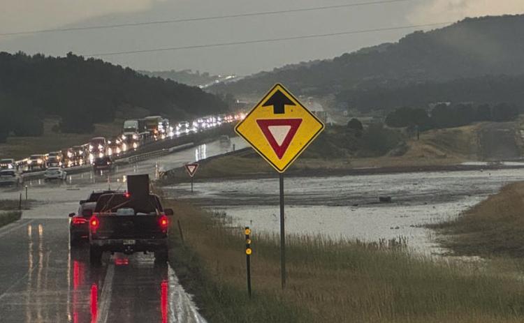 Traffic was brought to a near standstill as flash flood waters poured over I-25 between Pueblo and Colorado City Courtesy Photo