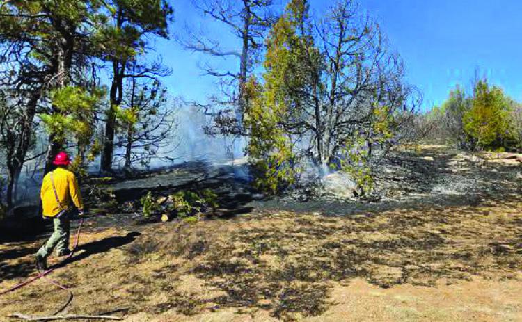 A fire, possibly caused by sparks from cutting a metal pipe, was quickly taken care of due to team work of several fire fighting agencies. Courtesy Photo