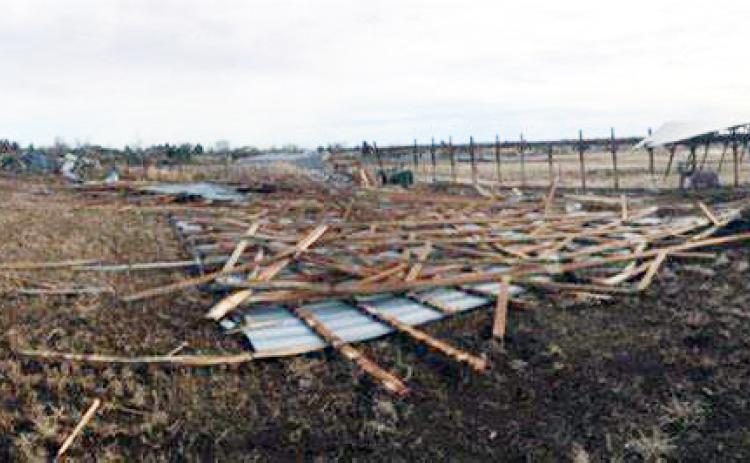 High winds over the weekend caused damage to buildings and structures throughout the Greenhorn Valley, as well as increasing the threat of wildfires. Courtesy Photo