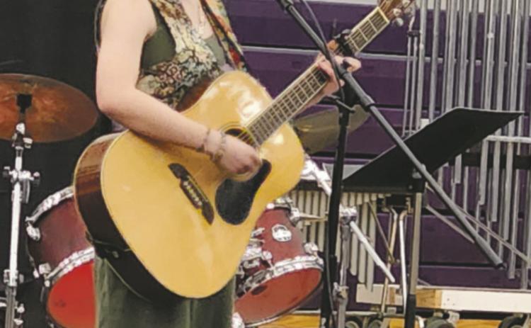 An impressive guitar solo at RHS’s Art Show and Concert was dedicated to the performer’s grandfather to wish him a ‘Happy Birthday’. Photo by Shirley Pigg