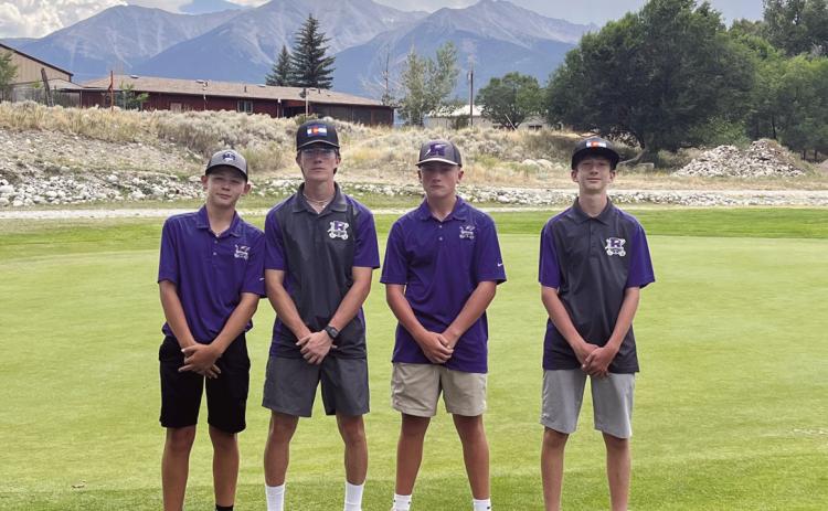 The Rye HIgh School Golf team at the Pueblo County Invitational (L-R) Kade Kenney, Jay Graham, Branson Burbidge and Jackson Graham. Courtesy Photo