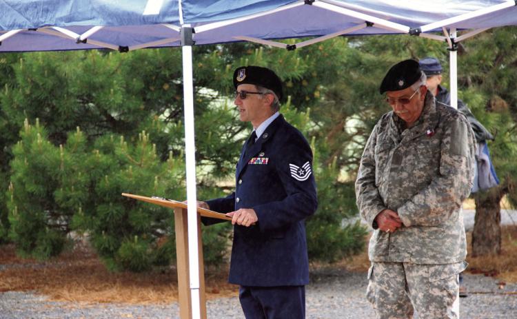 Lt. Col. Fred Ettleman (R) at a recent Memorial Day service held at the Colorado City Cemetery. Greenhorn Valley View Archive Photo