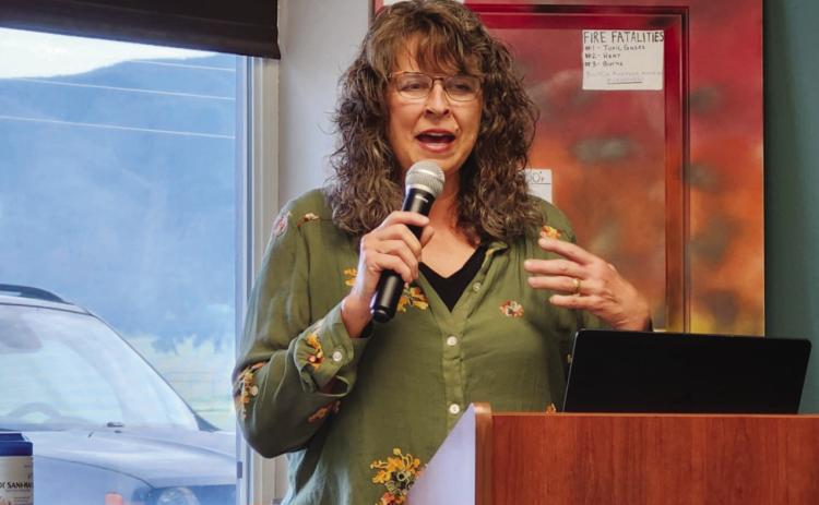 Beulah resident Greta Hanson Maurer spoke about the history of horses and equestrians in the Beulah area Photo by Shirley Pigg