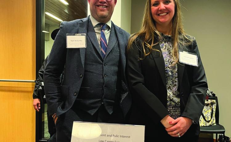 District Attorney Beauvais &amp; Chief Trial Deputy McCarthy at CU-DU Career Fair last year. Courtesy Photo