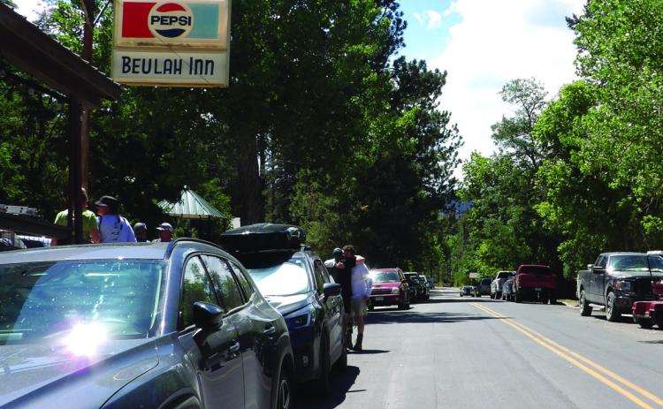 The street in front of the Beulah Inn on Sunday, as residents gather for live music. Courtesy Photo