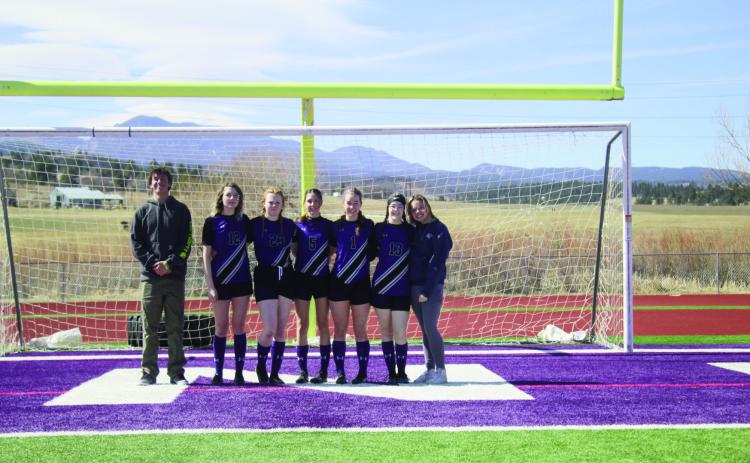 The Rye High School Soccer Team Seniors (L to R) 11th grade manager Colton Chasteen, 12th grade Kayla Pollock, 12th grade Kaitlyn Taylor, 12th grade Brianna Prichard, 12th grade Rachel Moats, 12th grade Cadence Agee (no longer on the team), 11th grade manager Autumn Quillen Courtesy Photo