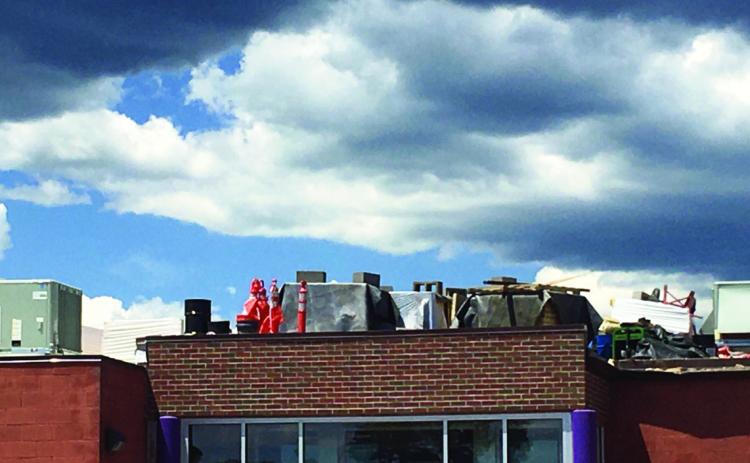 Photo by Shirley Pigg The Rye High School roof construction site.