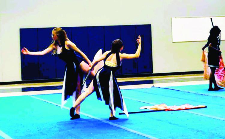 Although new to Rye High School, Winter Guard competitors finish fifth of 10 in their class on Febuary 10. Photo courtesy of Lisa Marie Bales