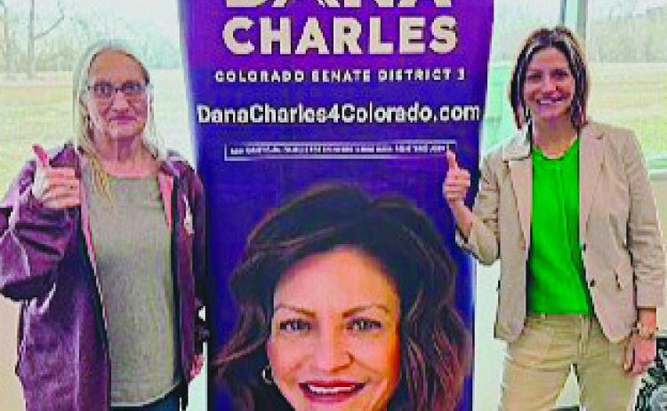 Kathy DeFore and Dana Charles give a thumbs up to Dana's political path - Photo by Shirley Pigg