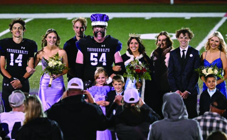 The Rye High School 2026 Homecoming Royalty (L-R) Chase Daniel, Abrianna Chianelli, Grant Clennin, Angelina Atencio, Cole Miller, Kayla Himmelberg. Also pictured are last year’s King and Queen Anthony Adams and Taylor Pye. Courtesy Photo