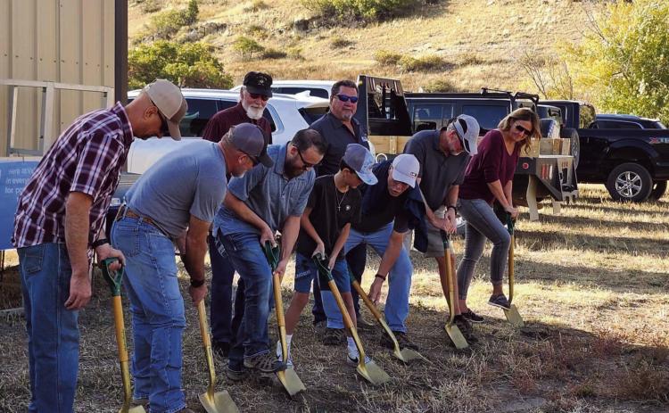 The group enthusiastically broke ground for Valley First's Phase One on Wednesday, October 16. Photo by Shirley Pigg