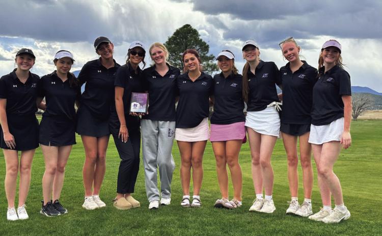 League tournament at Hollydot (left to right) Olivia Garrison, Kendall Lathrop, Reese Simpson, Hannah Davis, Olivia Donlon, Gloriana Ruiz, Melody Twarog, Ariel Miller, Adiena Jarbo, Irie Sutton. (not pictured Holly Nelson) Courtesy Photo