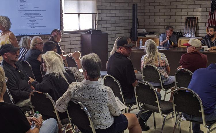 Nearly 60 people attended the Colorado City Metro district special meeting last Tuesday to voice concerns, questions, and thoughts about stage 4 water restrictions. Photo by Terry Kraus