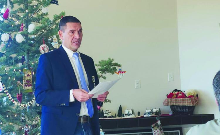 Sheriff David Lucero spoke to Greenhorn Valley residents about crime statistics in the area Photo by Shirley Pigg