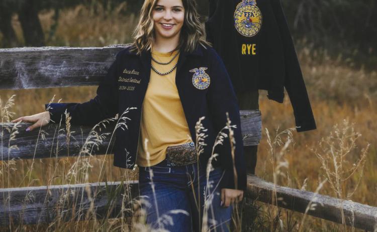 Lacie Laca represents Rye High School at National Western Stock Show in Speaking Contest Courtesy Photo