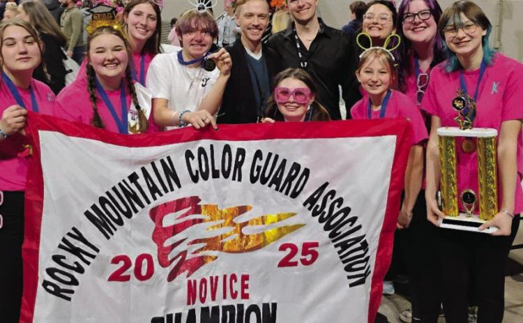 Rye High School Winterguard with state judges Courtesy Photo
