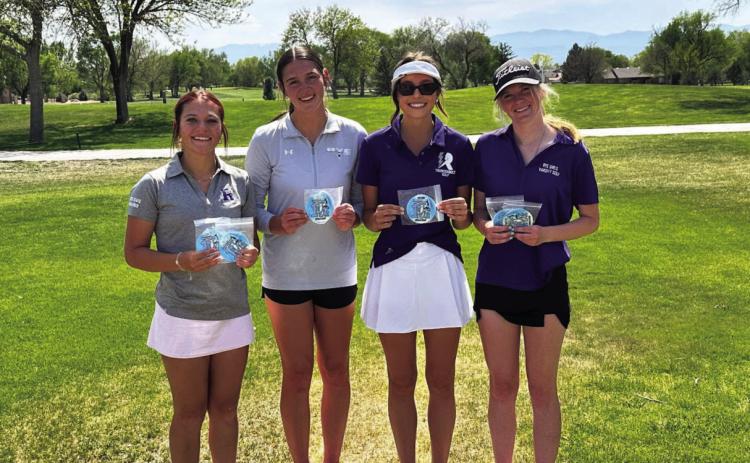 Team Champions at the Pueblo West Lady Cyclone (L-R) Gloriana Ruiz, Reese Simpson, Hannah Davis, Olivia Donlon. Courtesy Photo