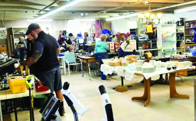 Brighter lighting and an expanded layout at the Susan Kalman Peaks to Prairie Community Center made it easier to view the items for sale at the VFC Garage Sale.. Photo by Shirley Pigg