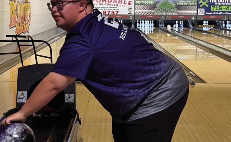 Jayden Lucero prepares to bowl in the initial bowling match of the season Courtesy Photo
