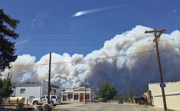 The Aspen Acres Fire from Main Street in Rye prior to the town’s evacuation order was issued, along with multiple communities on Monday, June 29. Photo courtesy of Deb Straub