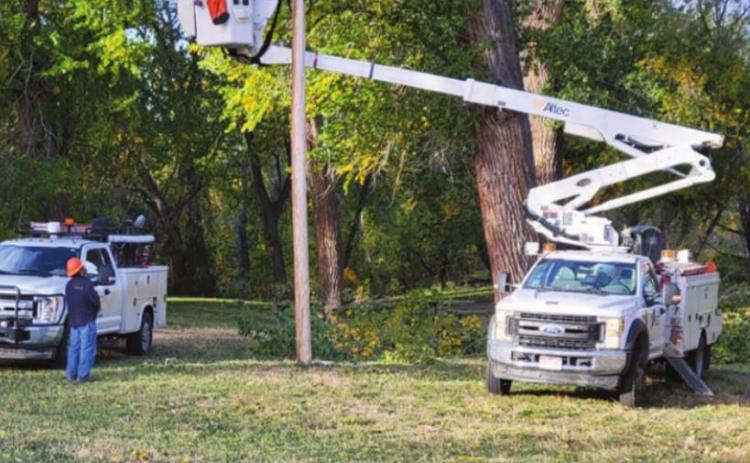 San Isabel Electric Association repaired downed power lines at the Greenhorn Meadowns Park on Saturday. Courtesy PHoto